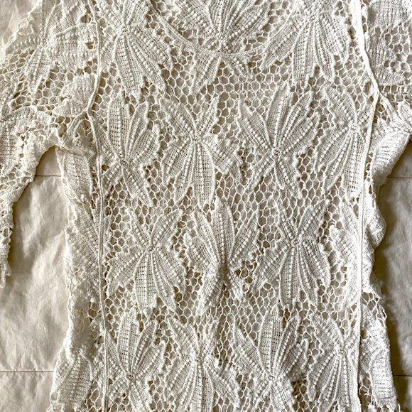 White Cotton Lace Crochet Beach Cover Up Solitaire Swim - Picture 6 of 13